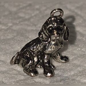 Silver Cocker Spaniel Dog Pendant Charm 3D
